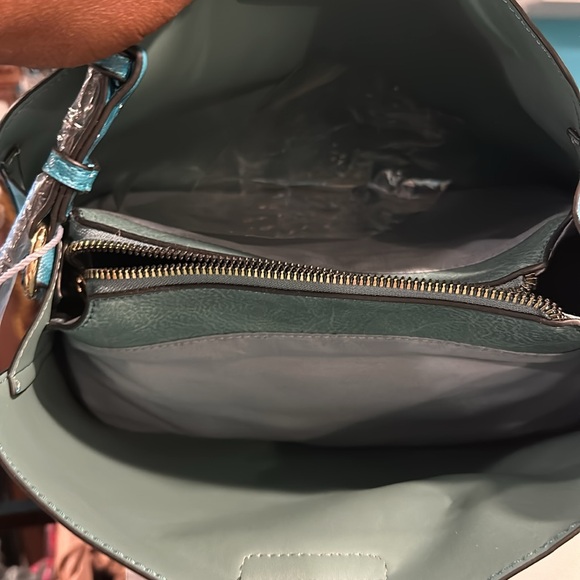 shoulder Handbag turquoise with a little print on the side and the strap - Picture 8 of 14